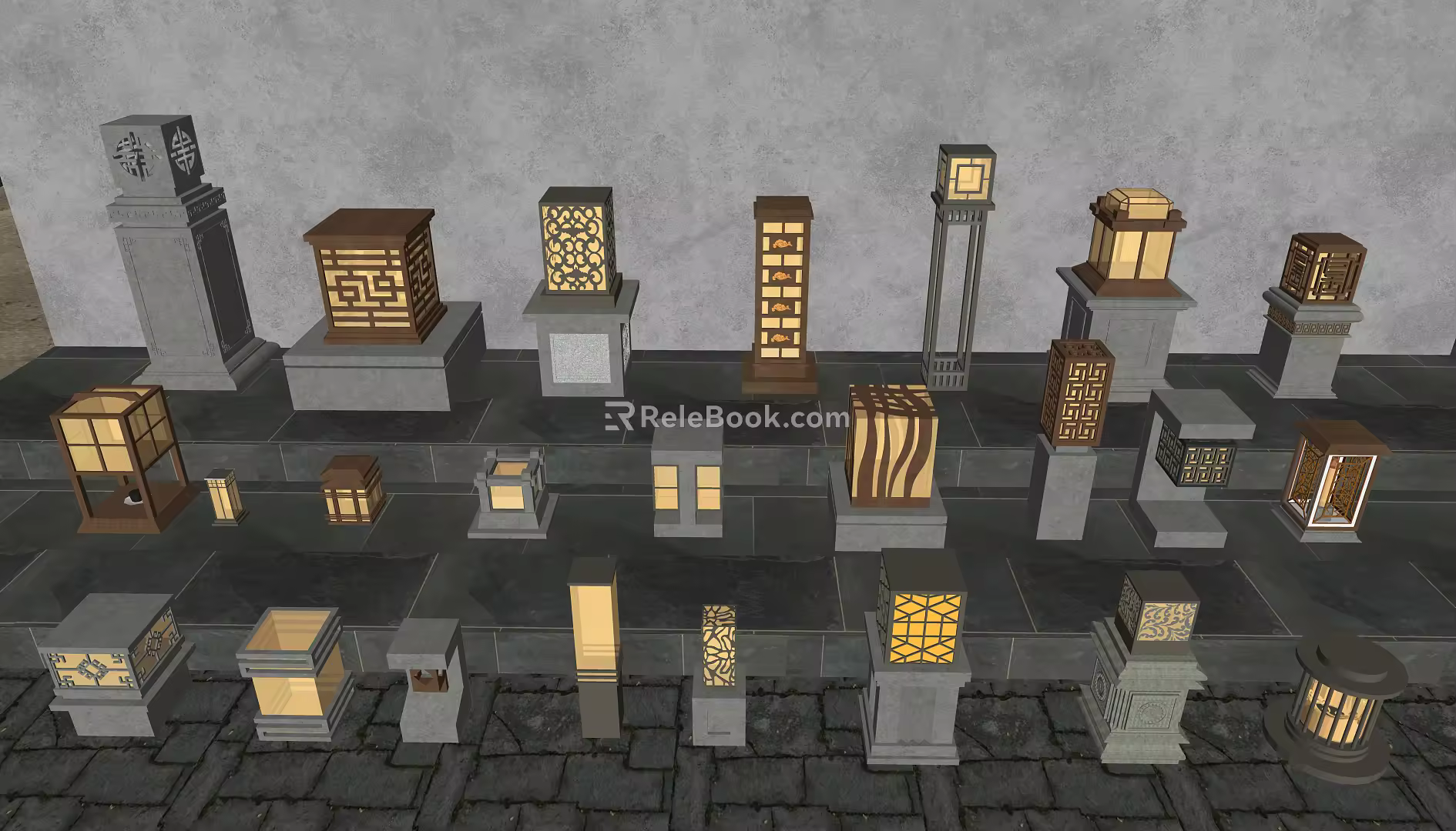 New Chinese Landscape Lamp 3d model