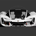 White Concept Sports Car with Black Roof and Orange Rims and Sleek Aerodynamic Design
