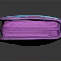 Purple Floral Pencil Case with Blue Surface and Zipper Closure for School Supplies Organization