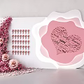 Popular Photo Check in Spot With Pink Flower Shaped Decoration Roses Petals And Love Words