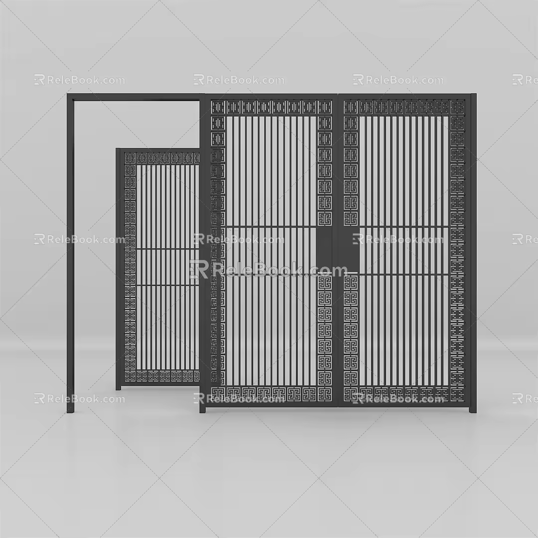 New Chinese Style Gate Large Iron Gate 3d model