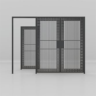 New Chinese Style Gate Large Iron Gate 3d model