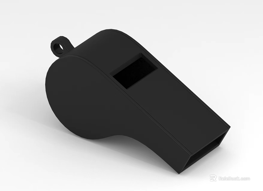 Black Plastic Whistle With Loop Design For Sports And Referee Use 3d model 