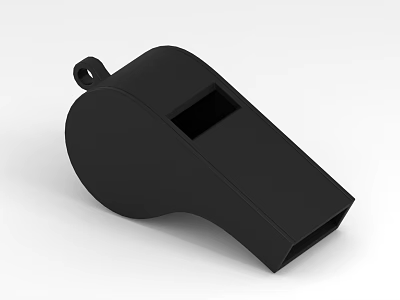 Black Plastic Whistle With Loop Design For Sports And Referee Use 3d model