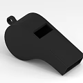 Black Plastic Whistle With Loop Design For Sports And Referee Use 3d model