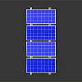 Multiple Blue Solar Panels Arranged Vertically With Reflection On Gray Background