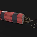 Red Dynamite Bundle as Explosive Weapon Bound with Black Tape and Detonation Fuse 3d model