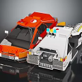 Orange And White Toy Cars With Red Colorful Lights Mechanical Structure And Number 58
