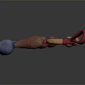 Household Kitchen Tool with Blue Metal Claws Brown Wooden Handles Red Strap and Golden Balls