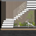 Modern Staircase Simple Rotating Staircase Interior Landscape 3d model