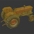 Old Red Vintage Tractor Farm Equipment With Large Tires And Rustic Parts