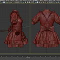 Elegant Maid Costume Black Dress With White Apron Red Accents Ruffled Skirt