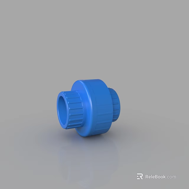 Blue Plastic Plumbing Pipe Fitting With Threaded Ends And Durable Construction 3d model