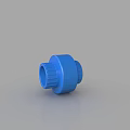 Blue Plastic Plumbing Pipe Fitting With Threaded Ends And Durable Construction 3d model