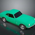 Green Vintage Two Door Sports Car With Black Windows And Silver Wheels