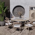 New Chinese Dining Table and Chair Combination Dining Table and Chair 3d model