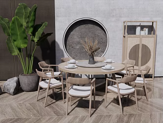 New Chinese Dining Table and Chair Combination Dining Table and Chair 3d model