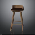 Modern Wooden Bar Stool With Dark Seat Cushion And Sturdy Legs