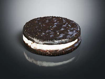 Sweet Chocolate Cookie Ice Cream Sandwich With Creamy Vanilla Filling 3d model