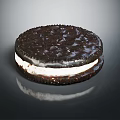 Sweet Chocolate Cookie Ice Cream Sandwich With Creamy Vanilla Filling