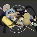 Modern Colorful Abstract Daily Life Decor Piece With Mixed Shapes And Curved Lines