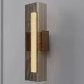 Modern Metallic Wall Sconce With Grid Design And Warm Light On Gray Wall 3d model
