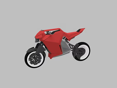 Red Modern Motorcycle With Sleek Futuristic Design And Aerodynamic Body 3d model