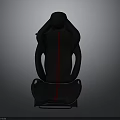 Sporty Black Car Seat With Red Stitching Design And Comfortable Backrest
