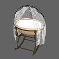 Wooden Rocking Baby Crib With White Canopy And Moon Star Decorations