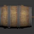 Traditional Wooden Barrel With Metal Hoops Stand And Tap For Wine Storage