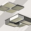 Sleek Modern Geometric Ceiling Lights Featuring Black White Frame And Multiple Panels 3d model