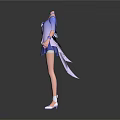 Blue Purple Costume Design With Long Sleeves Short Skirt And White Shoes
