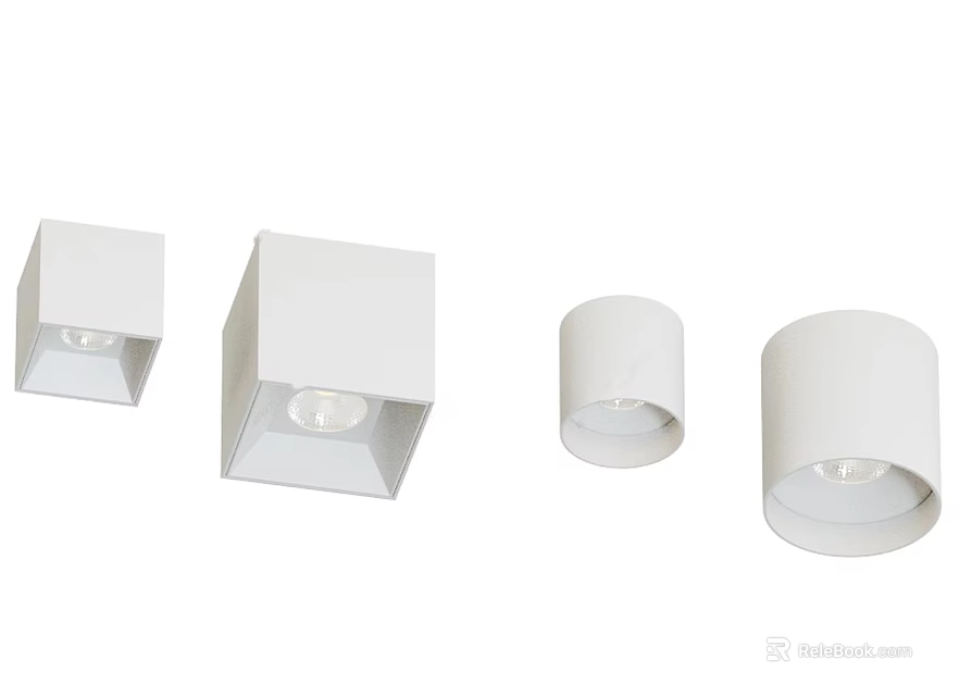 Modern White Downlights And Spotlights With Various Shapes For Interior Lighting 3d model 