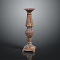 Traditional Wooden Furniture Candle Holder With Carved Multi Tiered Base And Ornate Design