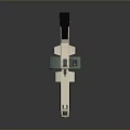 Futuristic Sci Fi Weapon With Beige And Green Mechanical Components Barrel Grip And Tactical Features