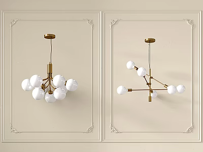 French Entry Luxury Chandelier Guest Restaurant Chandelier Magic Bean Pure Copper Chandelier Metal Chandelier Spherical Chandelier 3d model