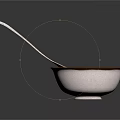Light Pink Bowl With Brown Rim And Spoon Inside For Daily Use