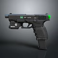 Tactical Black Pistol with ID ALPHA Label Green Indicator Light and Streamlight Attachment