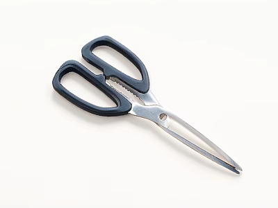 Durable Tactical Weapon Scissors With Black Handles And Sharp Silver Blades 3d model
