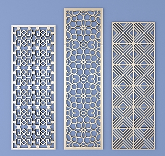 Chinese-style openwork window pane lattice openwork carved flower 3d model