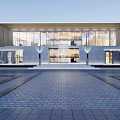 Modern Residential Landscape Entrance Design With Gray Stone Glass Curtain Wall And Water Feature Lighting