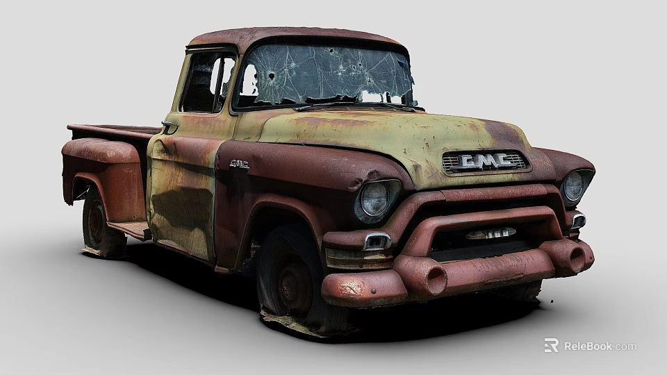 Rusty Old Vintage GMC Truck With Classic Design And Weathered Exterior Look 3d model 