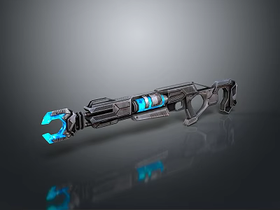Futuristic Sci Fi Weapon With Blue Glowing Core And Mechanical Structure Design 3d model