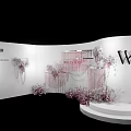 Melody For You Display With W Logo Pink Floral Decor White Curved Background And Steps