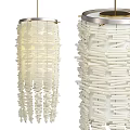 Modern Chandelier Design With Layered White Slender Elements And Metallic Top Frame 3d model