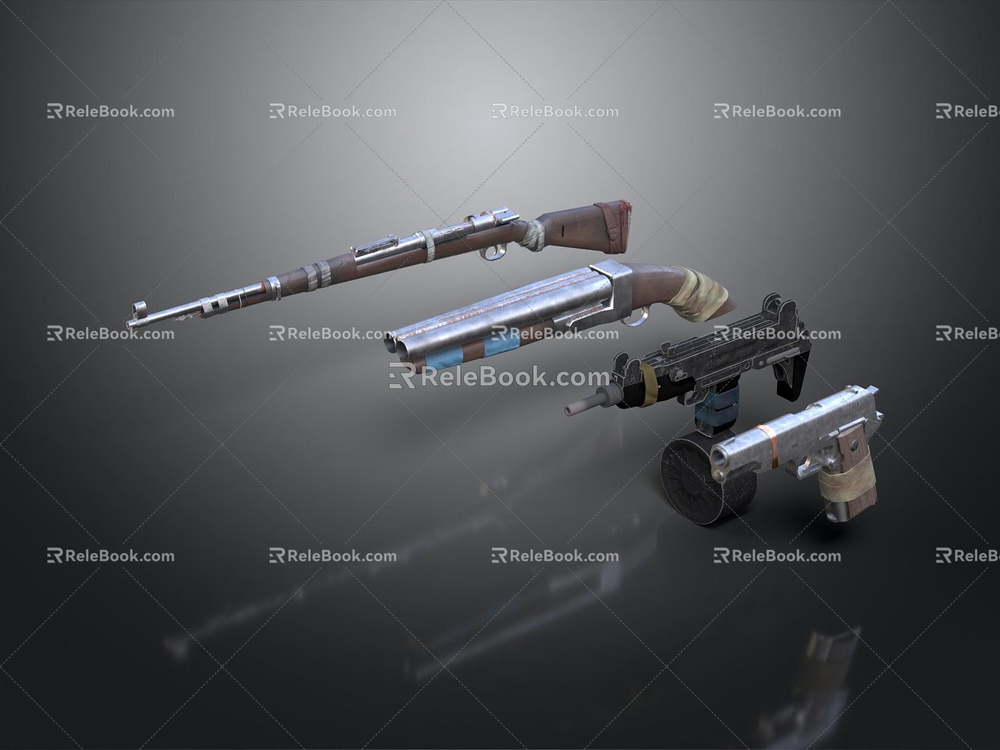 rifle semi-automatic rifle combat rifle battle rifle carbine war rifle attack rifle 3d model