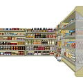 Well Organized Retail Display Shelves Stocked With Food Drinks And Canned Goods