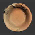 Traditional Handcrafted Terracotta Bowl With Three Handle Like Projections And Rough Surface