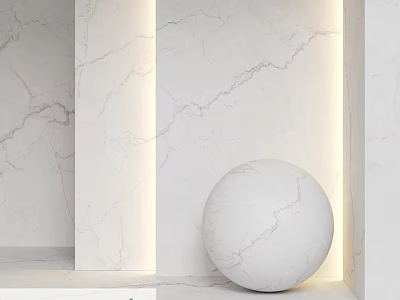 White Marble Sphere Component In Modern Interior With Textured Wall Design 3d model