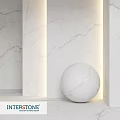 White Marble Sphere Component In Modern Interior With Textured Wall Design